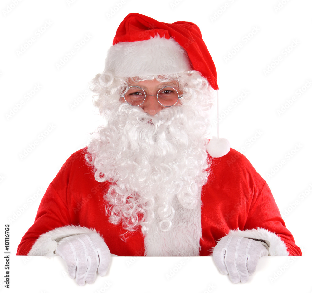 Naklejka premium Santa and white, blank sign