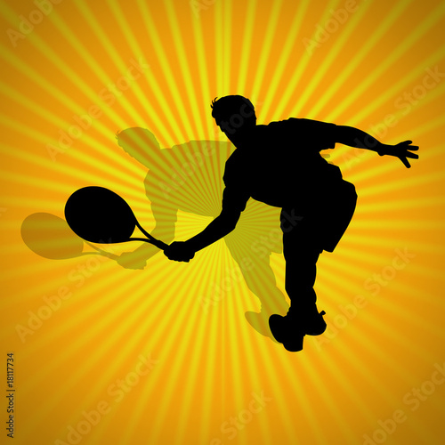 tenis player silhouette over digital background photo