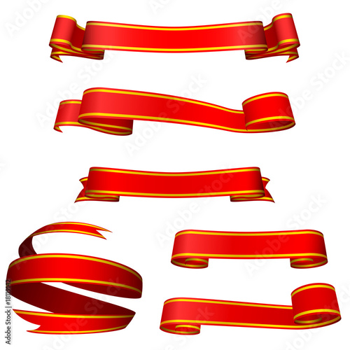 Vector set of gorgeous red banners isolated on white.