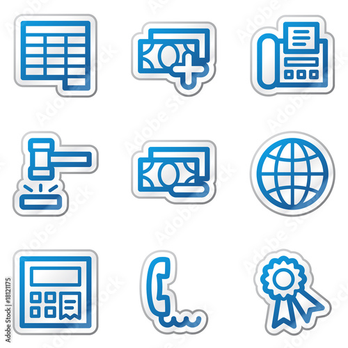 Finance web icons set 2, blue contour sticker series