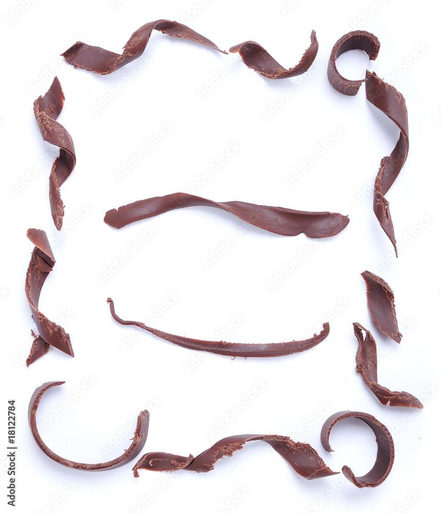 Chocolate, table, pieces, on white background Chocolate, table, pieces, on white background