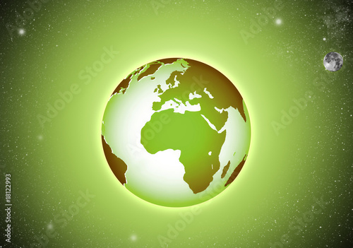 Green beautiful Earth in the Space