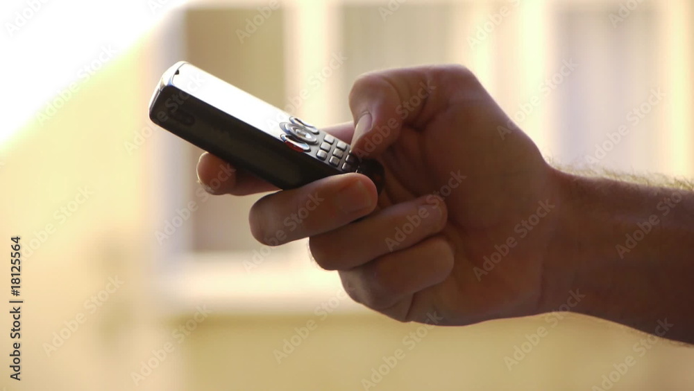 Calling via mobile on white background writing text message