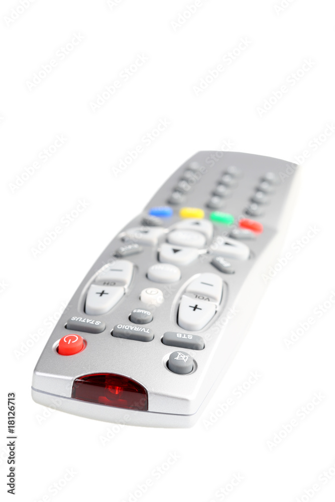 Television remote control. It is isolated. White background. Television remote control. It is isolated. White background.