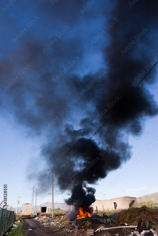 flames and black smoke of tires burning flames and black smoke of tires burning