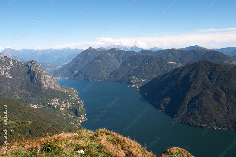 View from monte Bre over the Lugano lake (lago di Lugano)