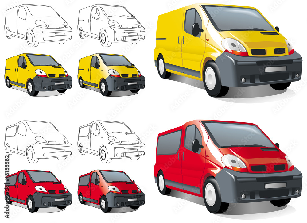 Мini buss, van, cargo and passengers. Vector illustration Мini buss, van, cargo and passengers. Vector illustration