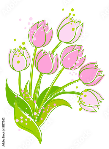 Tulpenstrauss in rosa mit verstreuten Tupfen