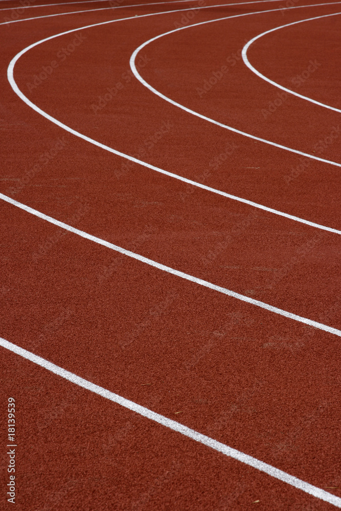 View on the empty athletics running track