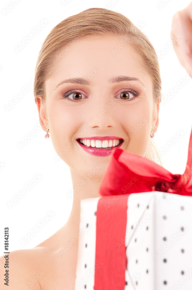 happy girl with gift box happy girl with gift box