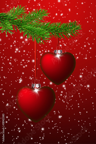 Zwei Rote Weihnachtsherzen