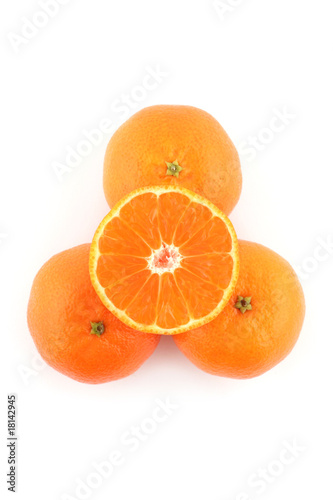 Ripe mandarins on white background