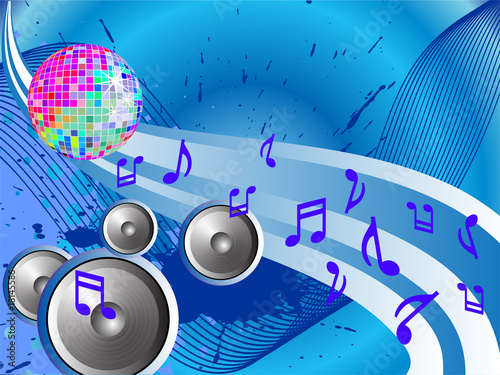 Party Poster mit bunter Discokugel