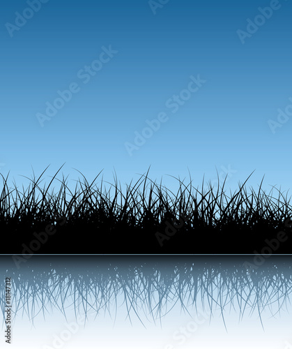 Blue vector grass background