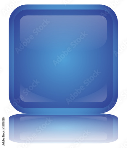 Bouton Bleu (vierge - carré - vecteur - effet brillant - reflet)