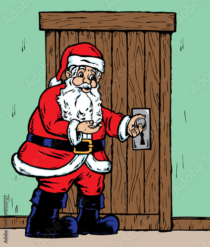 Santa opening door.