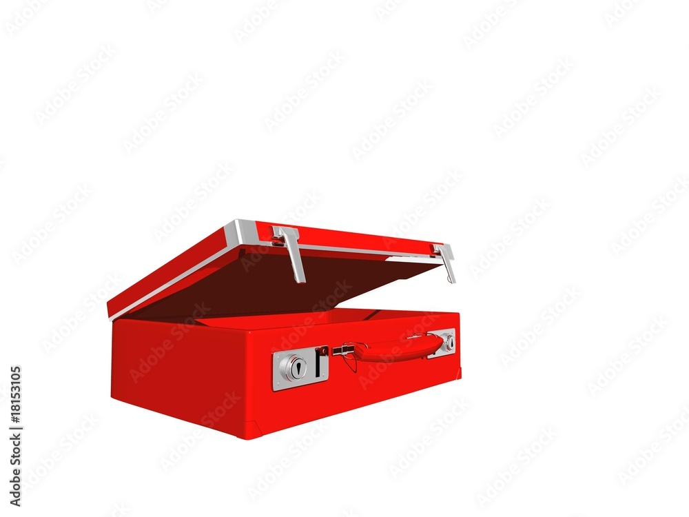 Red old stylish suitcase isolated 3dimage on white background Red old stylish suitcase isolated 3dimage on white background