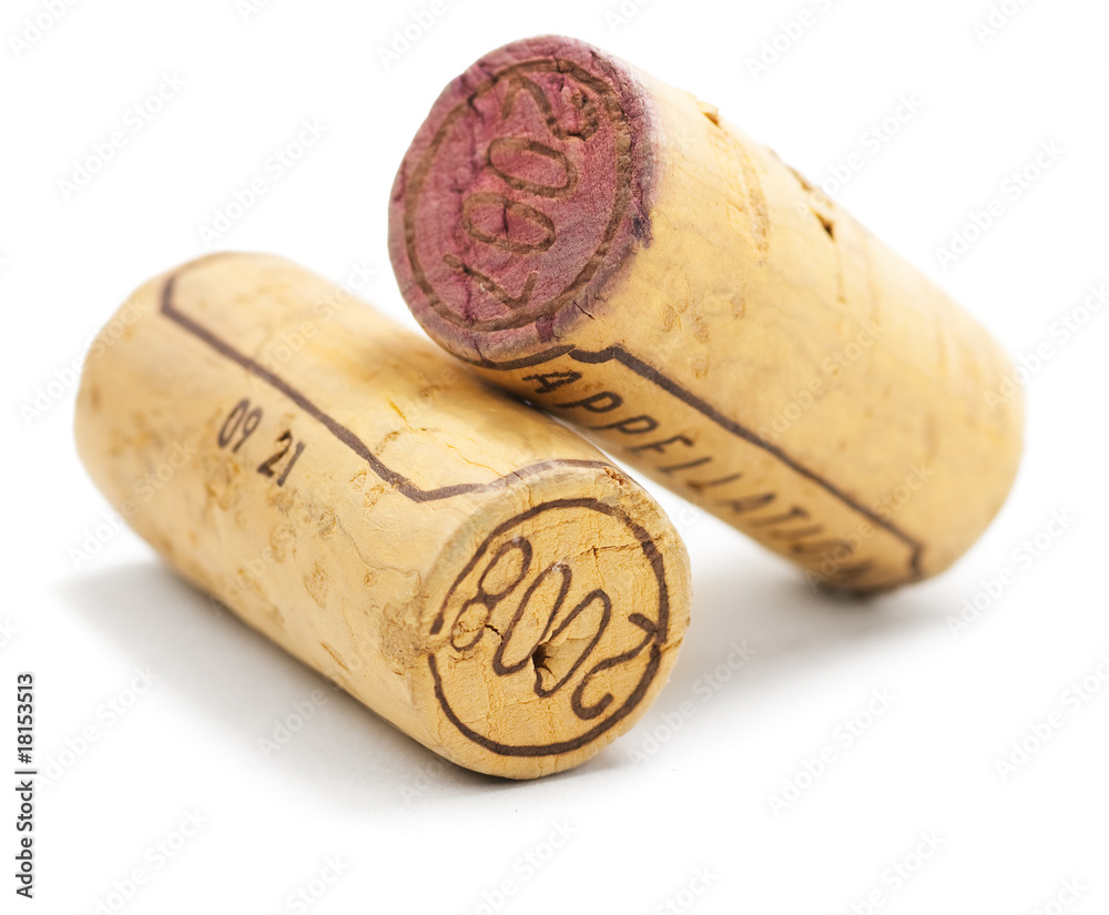 bouchon en liège de bouteille de vin rouge français Stock Photo