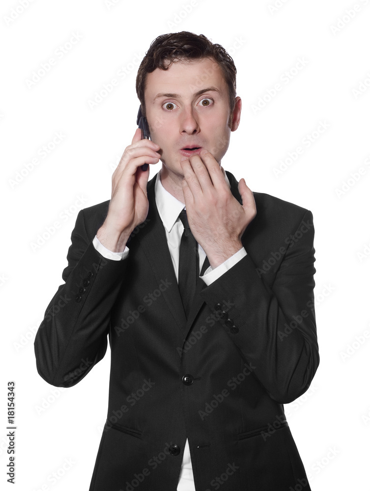 surprised businessman with a mobile surprised businessman with a mobile
