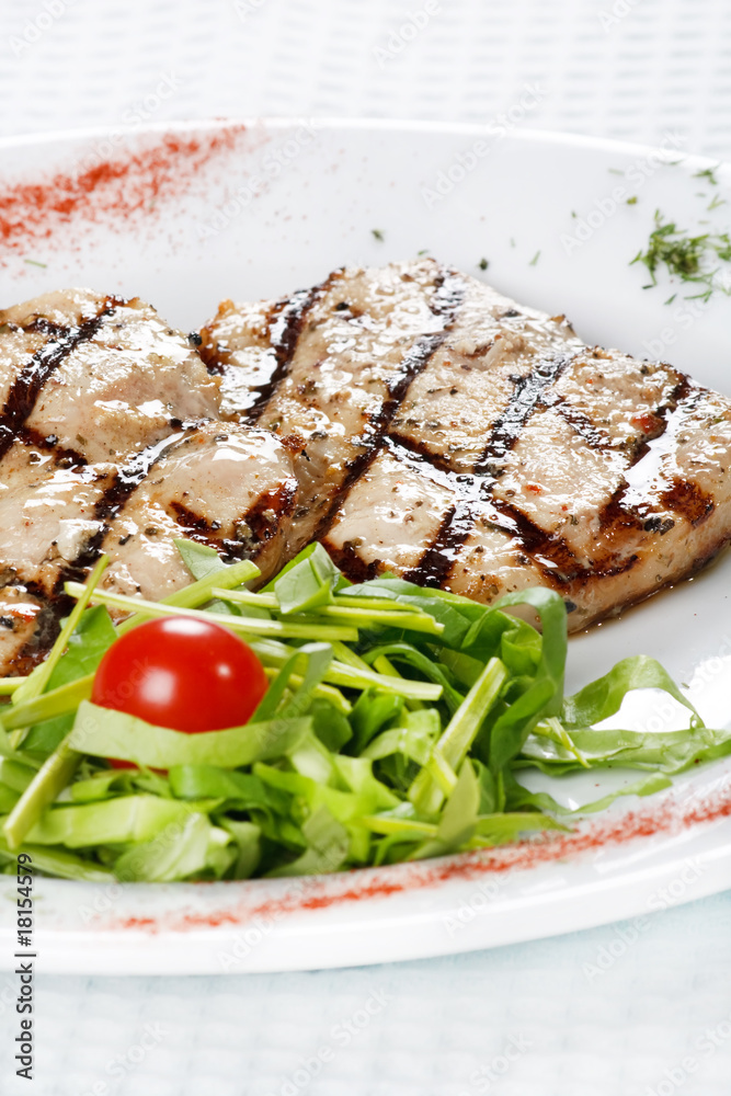 tuna steak.