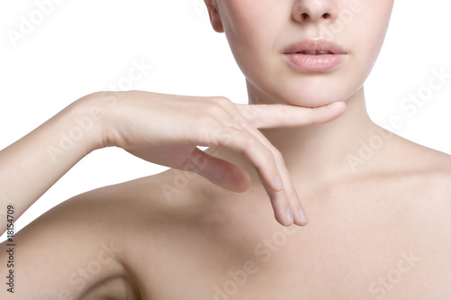 woman touching with her hand the healthy skin