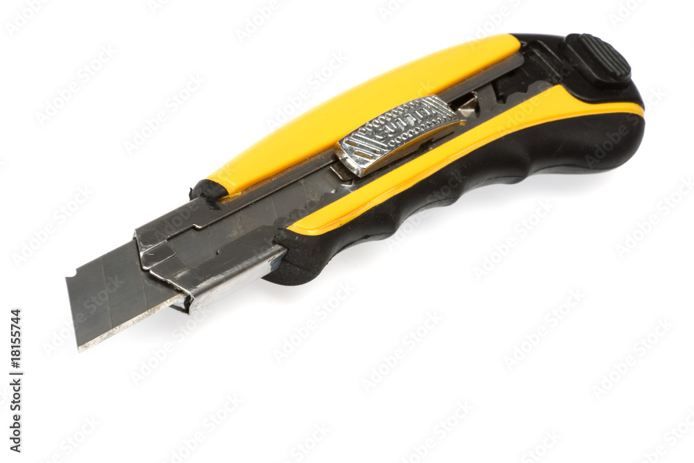 Sharp retractable utility knife with yellow plastic handle Sharp retractable utility knife with yellow plastic handle