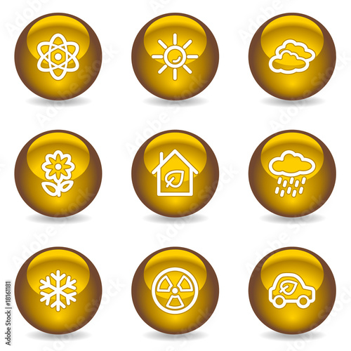 Ecology web icons set 2, gold glossy series