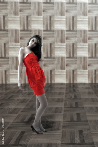 Wallpaper Mural ragazza con vestito rosso Torontodigital.ca