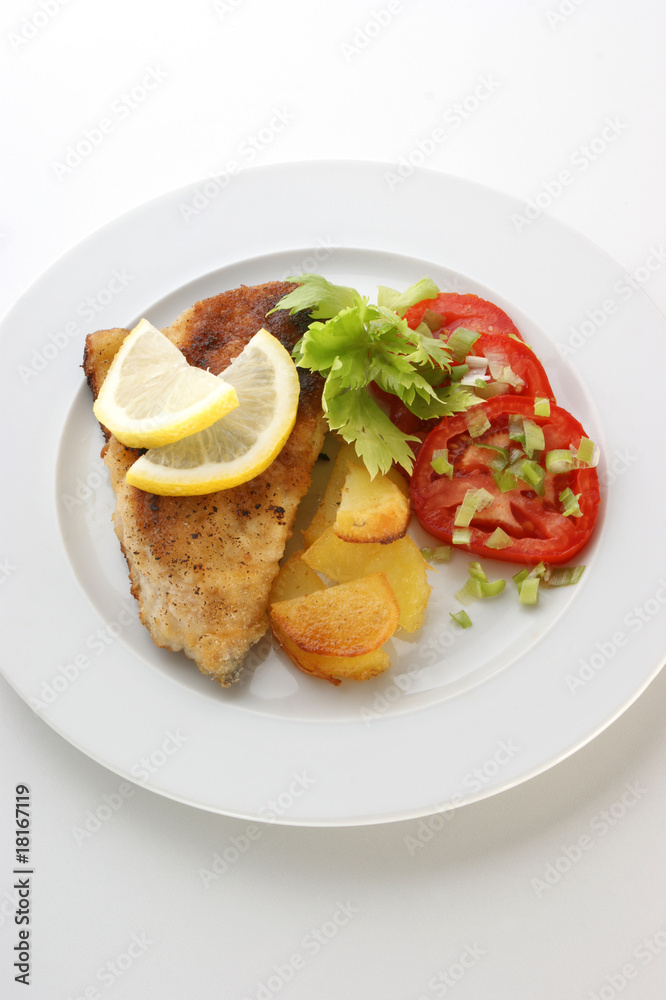 grilled carp fillet with potato and vegetable grilled carp fillet with potato and vegetable