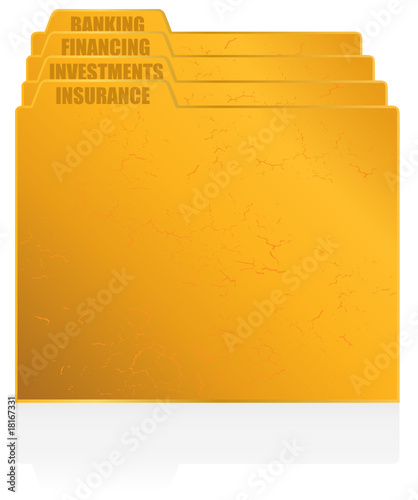 Filing folders with some categories of a business life