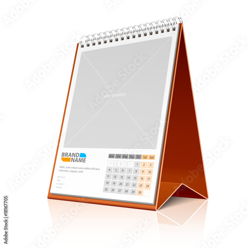 Desktop calendar. Vector. Place your photo or graphics.