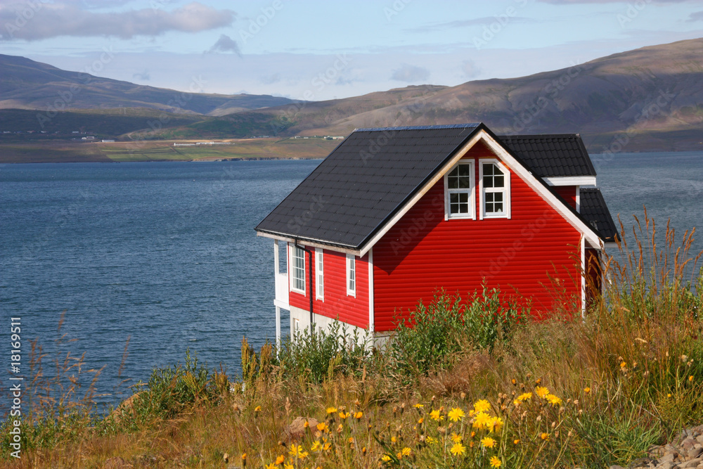 Generic red house in Iceland Generic red house in Iceland