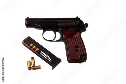 makarov pistol with bullets and clip photo