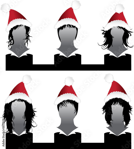 Vector set of hair style Xmas samples for woman