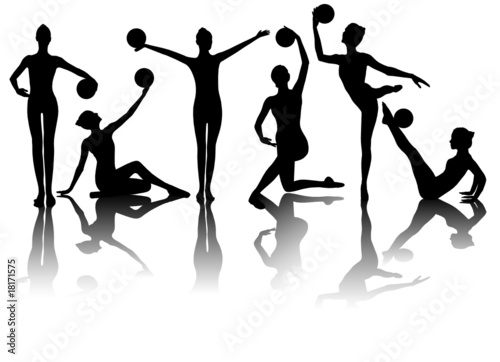 Gymnastic silhouettes in different poses
