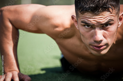 Hispanic athlete push-up photo