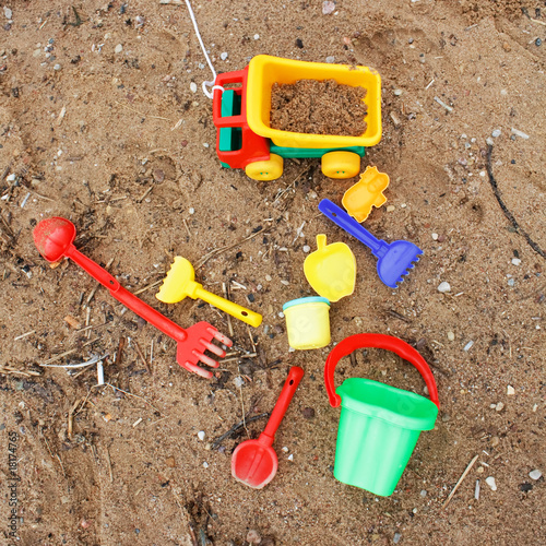 Children's toys on the sand