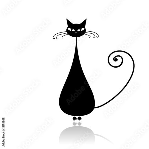 Black fat cat silhouette for your design