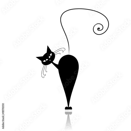 Black cat silhouette for your design