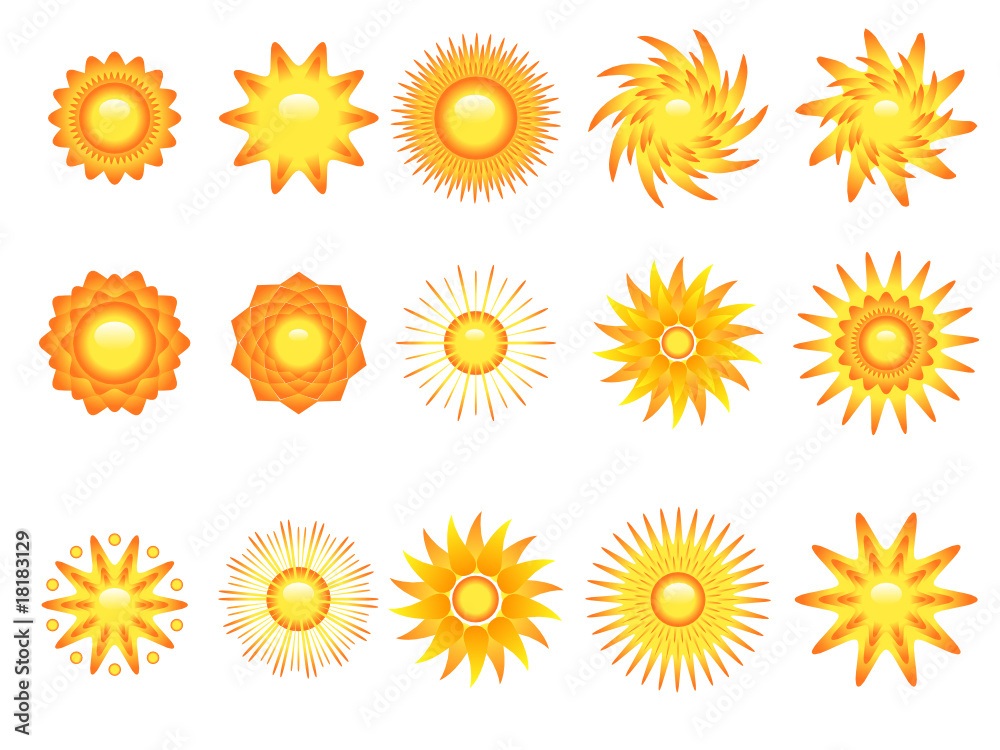 Variety of vector suns Variety of vector suns