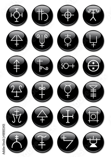 botones de simbolos de alquimia