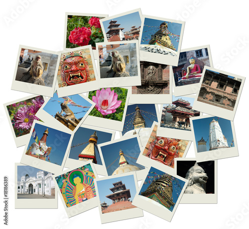 Obraz na płótnie Stack of photo shots with Nepal landmarks w salonie