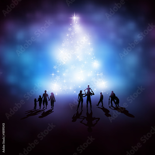 People Around A Christmas Tree