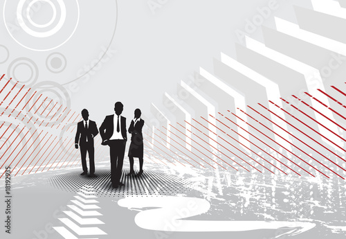 vector image of business people on a grey background