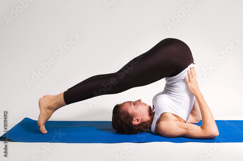 set of yogi girl in yoga pose