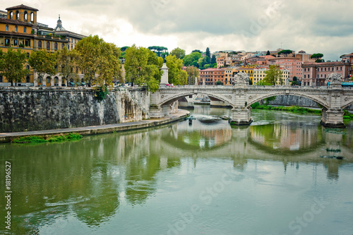 Landscape with river Tiber and street San Pio X in the city of R