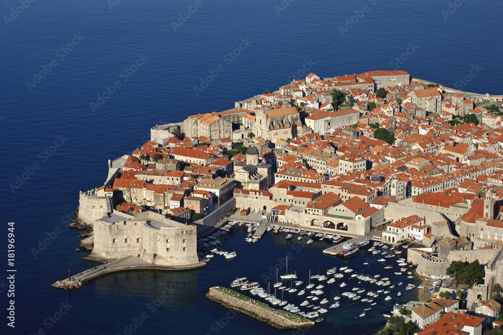 Aerial view of the walled city of Dubrovnik Croatia