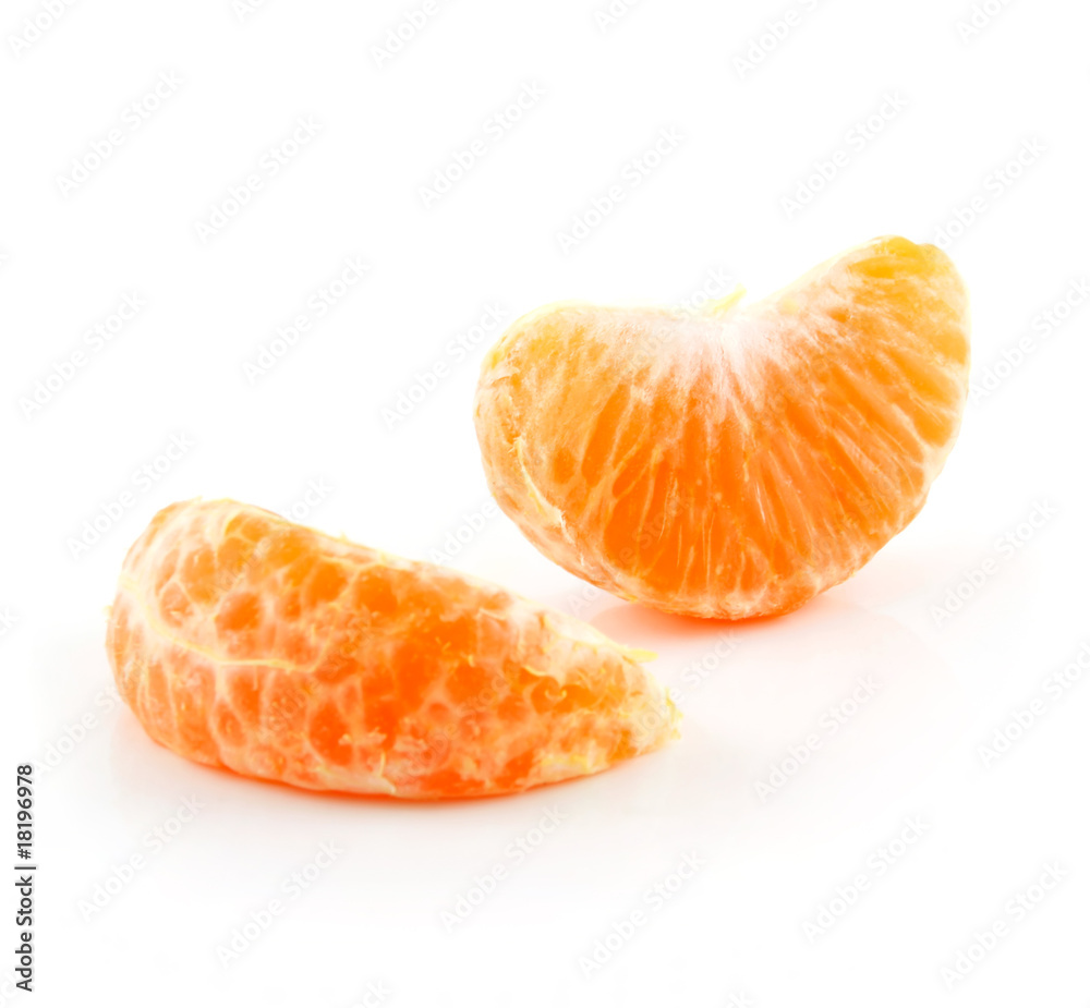 Section of Tangerine Fruit Isolated on White Section of Tangerine Fruit Isolated on White