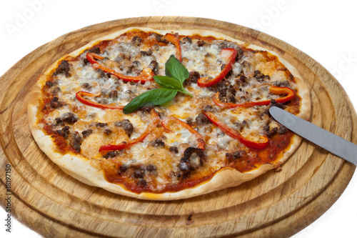 Tasty Italian pizza, isolated on white background.