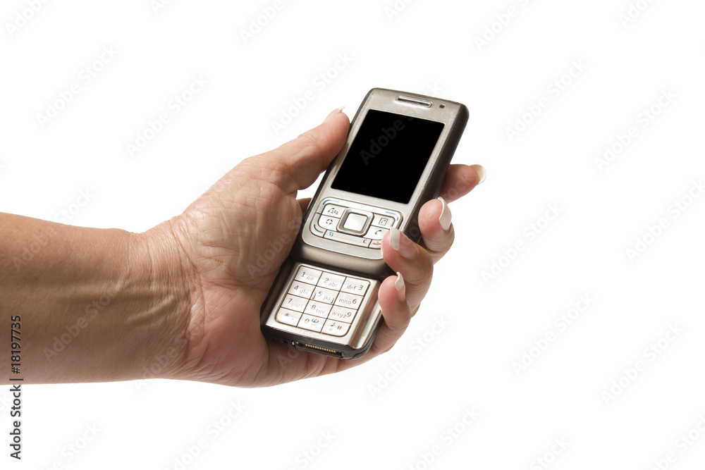 Senior woman's hand holding a cellphone Senior woman's hand holding a cellphone